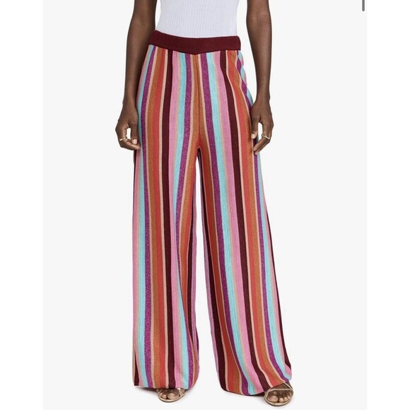 Dress To Pants - NEW DRESS TO Rio de Janeiro Womens Small Magic Stripe Metallic Knit Pants $190